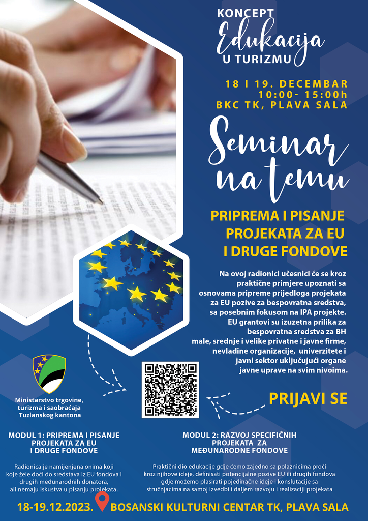 Poziv na edukaciju Priprema i pisanje projekata za EU i druge fondove 18. i 19. decembar